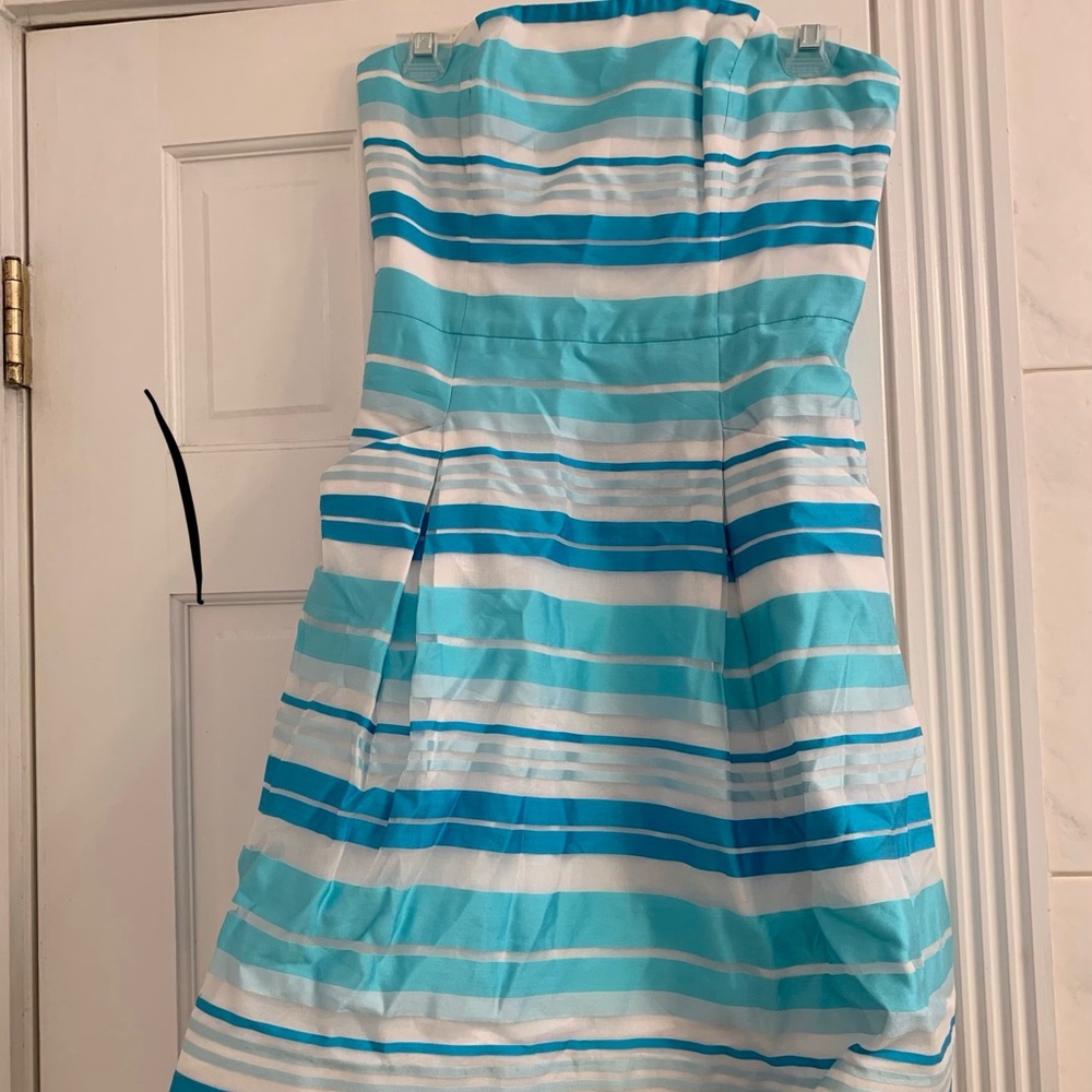 EUC size 2 blossom dress in blue stripes